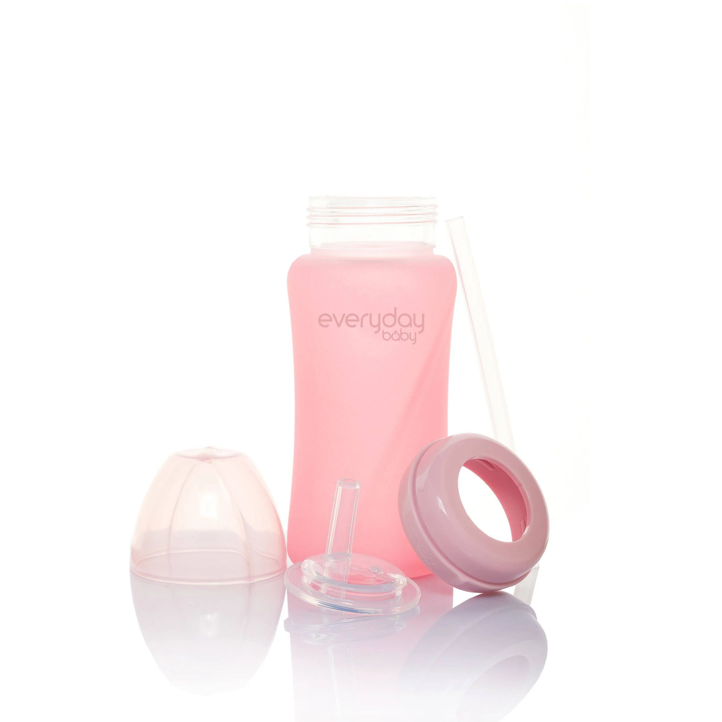 Mamadera de vidrio con bombilla 240 ml - Rosado