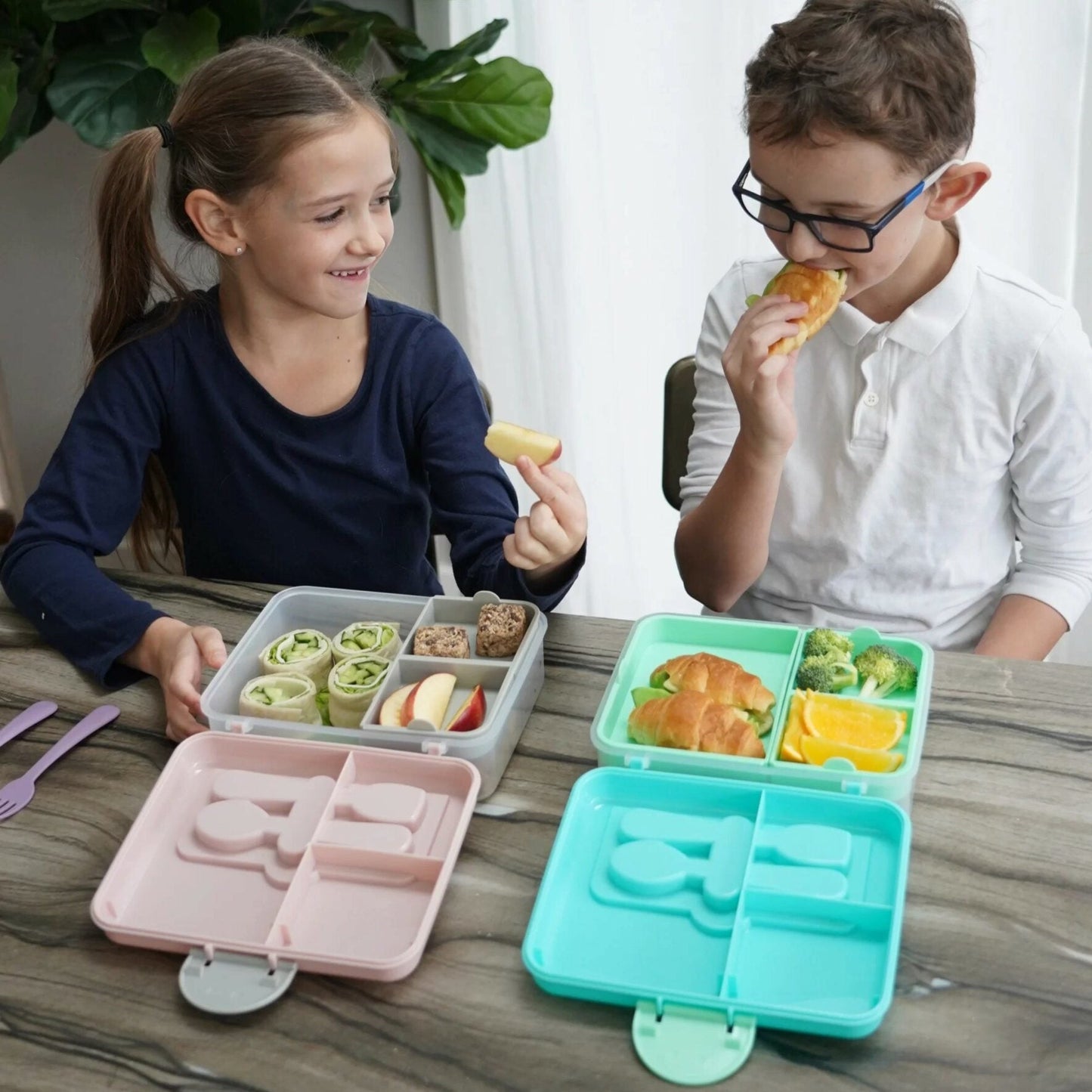 Lonchera bento box con cubiertos - Azul