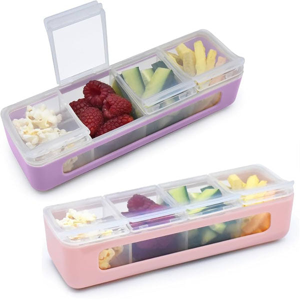 Pack de 2 contenedores de 4 compartimientos Rosado/Morado