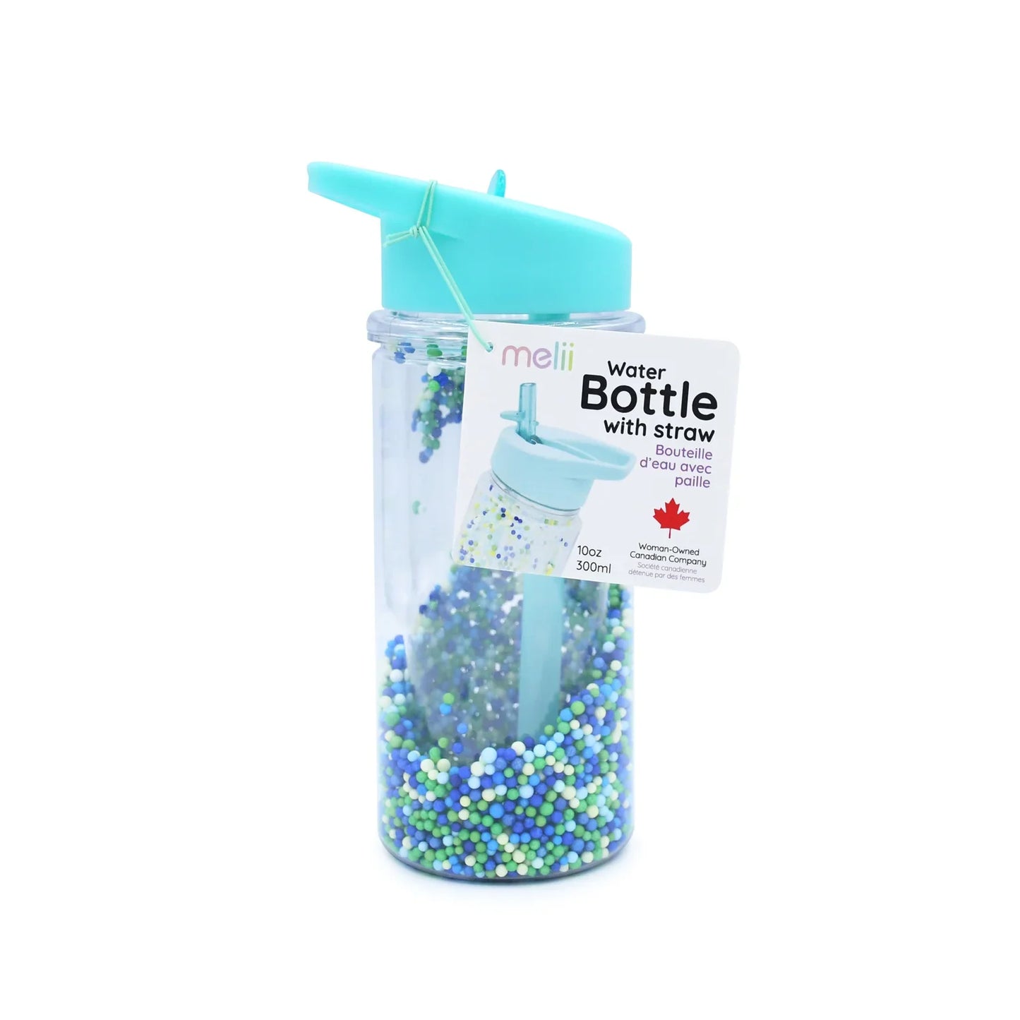 Botella de agua de doble pared con bombilla - Azul
