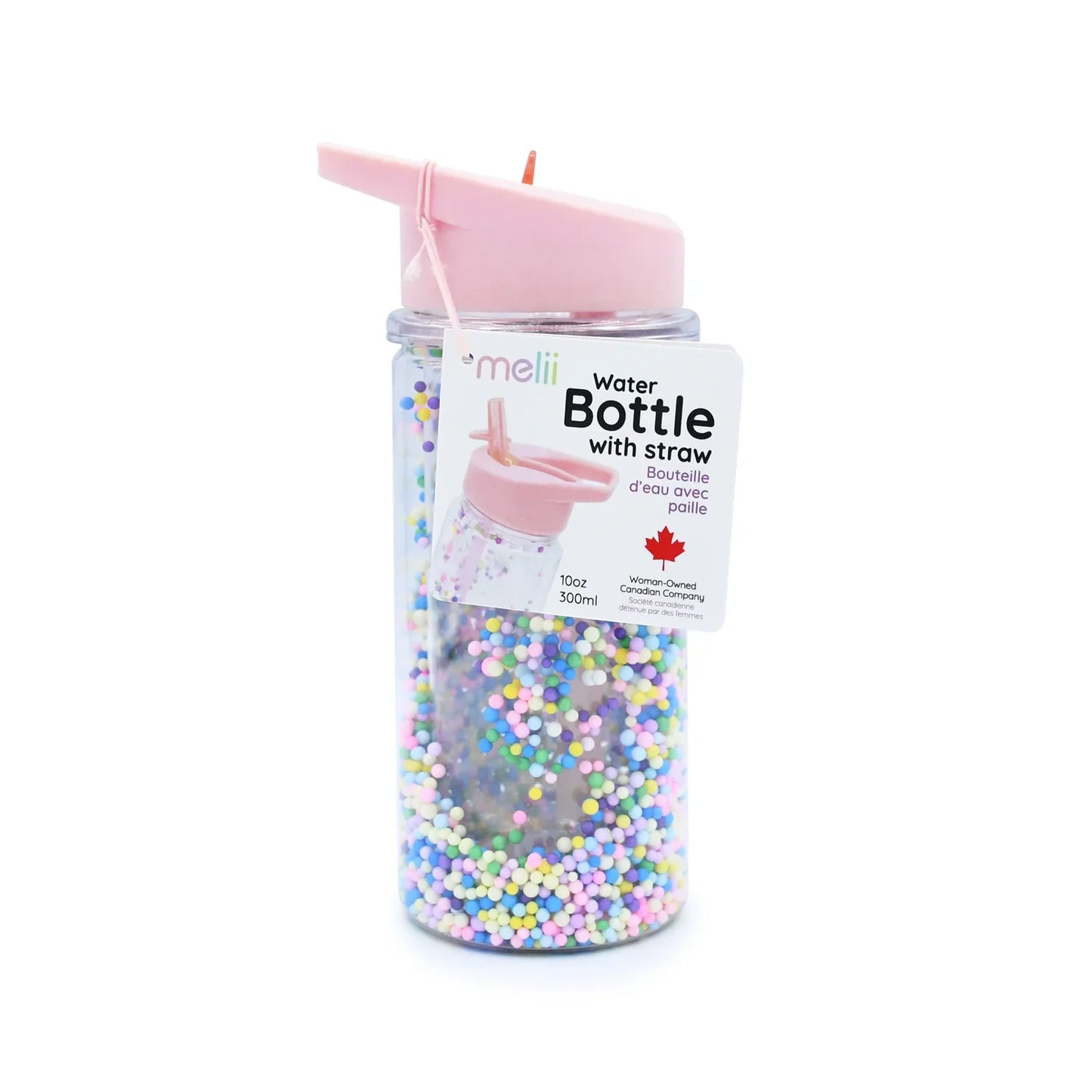 Botella de agua de doble pared con bombilla - Rosado