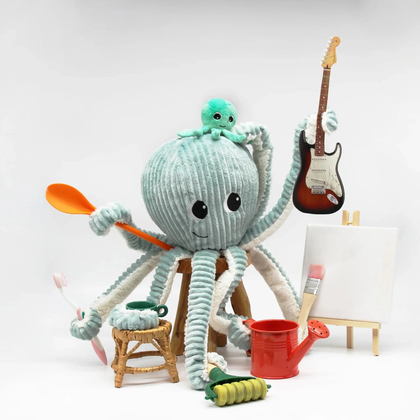 Peluche Pulpo Filou Mamá y Bebé - Menta