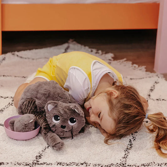 Peluche Gato Miaou Mamá y Bebé - Gris