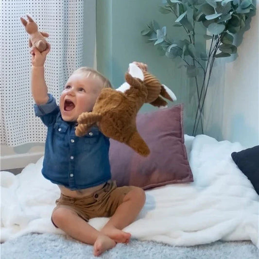 Peluche Canguro Allezou Mamá Y Bebé - Café