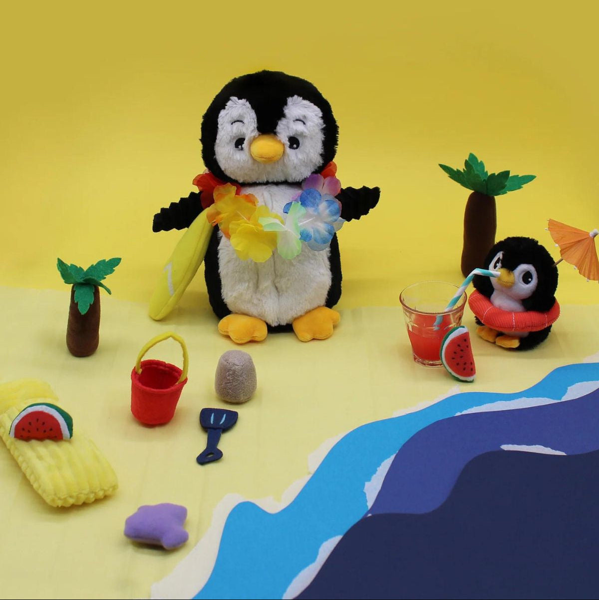 Peluche Pingüino Iglou Mamá y Bebé - Negro