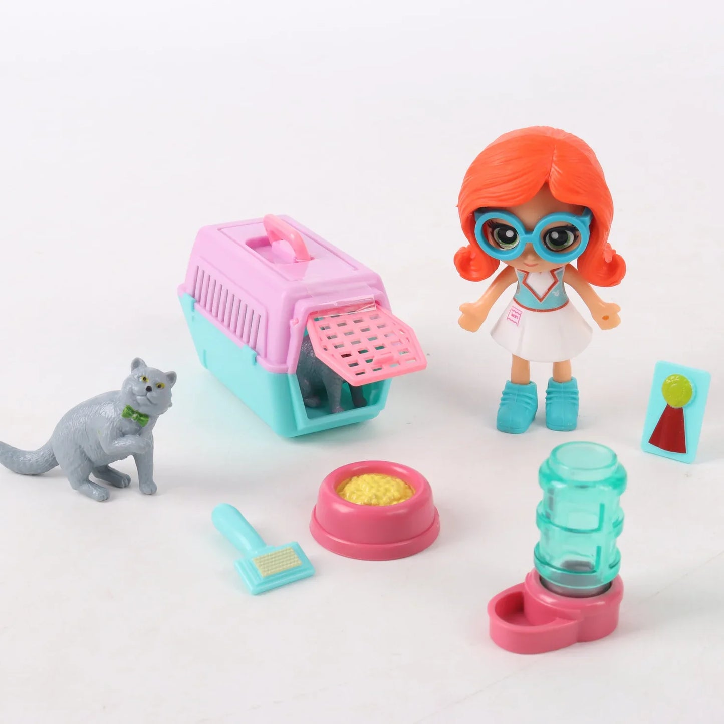 Set de juego muñeca con mascota y accesorios Naranjo