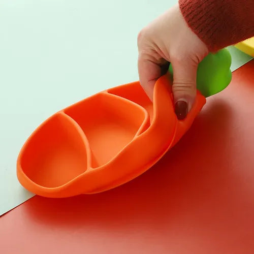 Plato de Silicona con Succión Zanahoria
