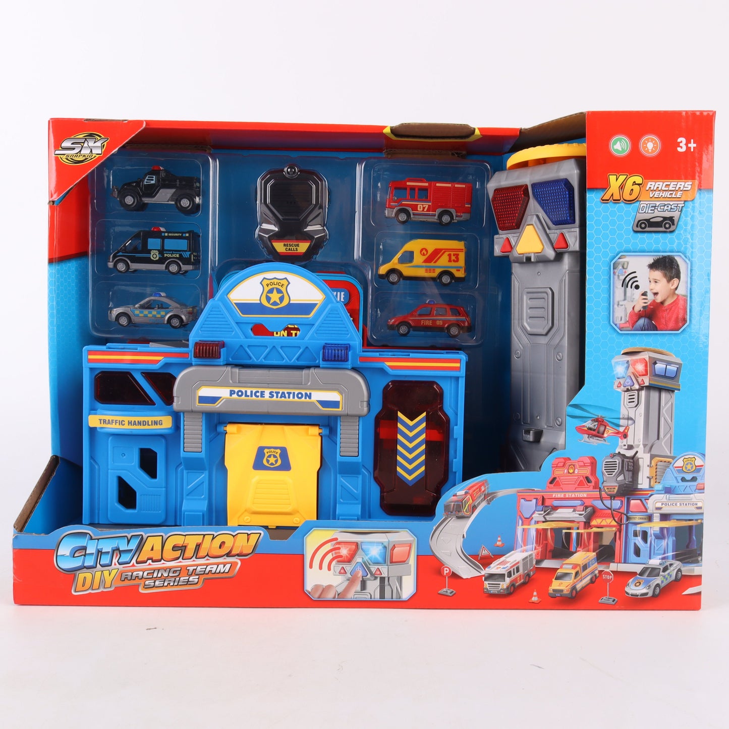 Estacionamiento 2 en 1. Bomberos y Policías