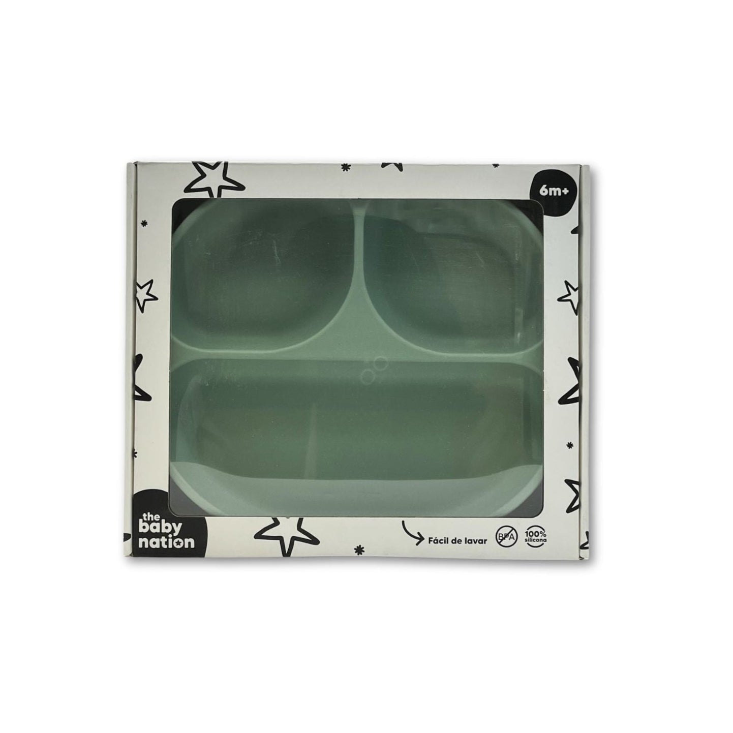 Plato de Silicona con Succión y Divisiones Azul