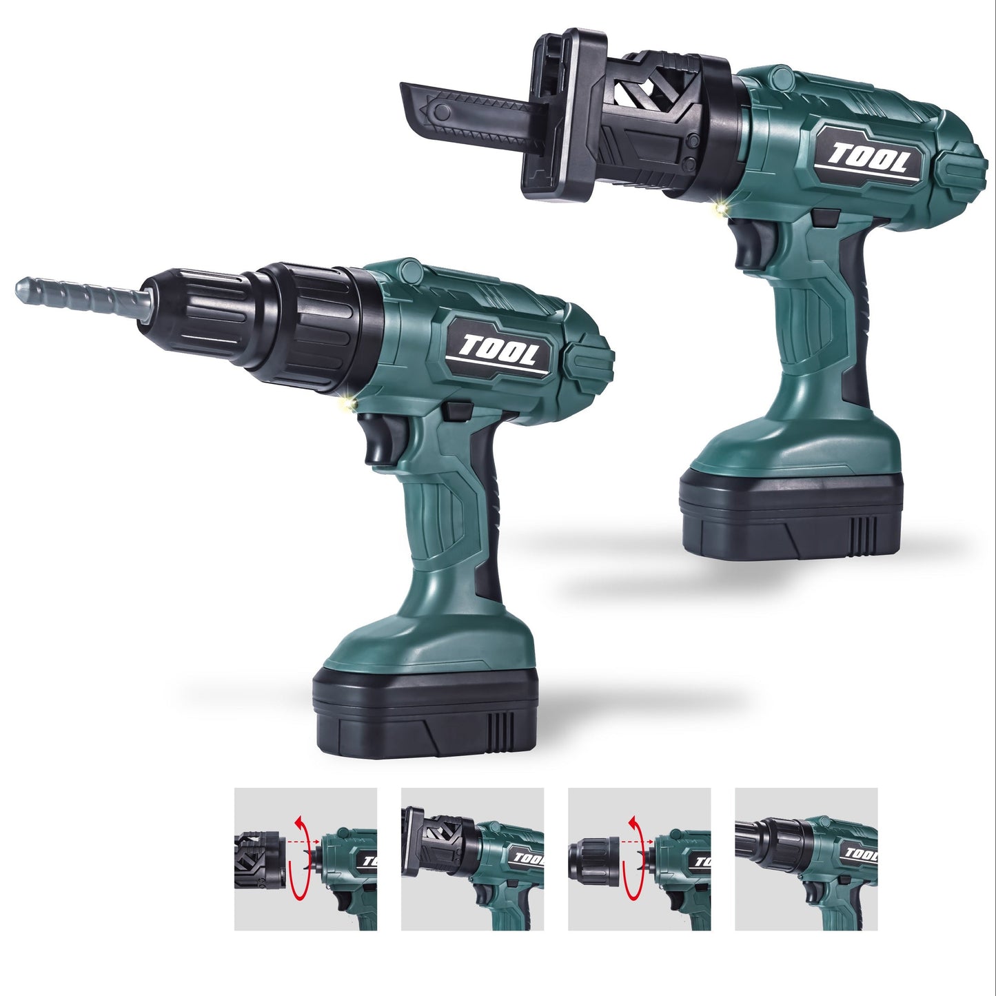 Set de Taladro Eléctrico de Doble Cabezal (incluye luz)