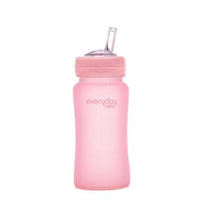 Mamadera de vidrio con bombilla 240 ml - Rosado