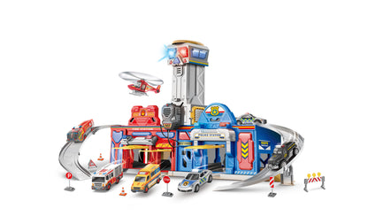 Estacionamiento 2 en 1. Bomberos y Policías