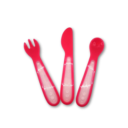 Primer Set de Cubiertos de Plástico Rosado
