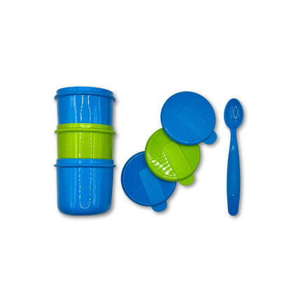 Pack de 3 Pocillos con Cuchara Azul