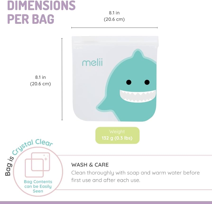 Pack de 4 bolsas para snacks reutilizables