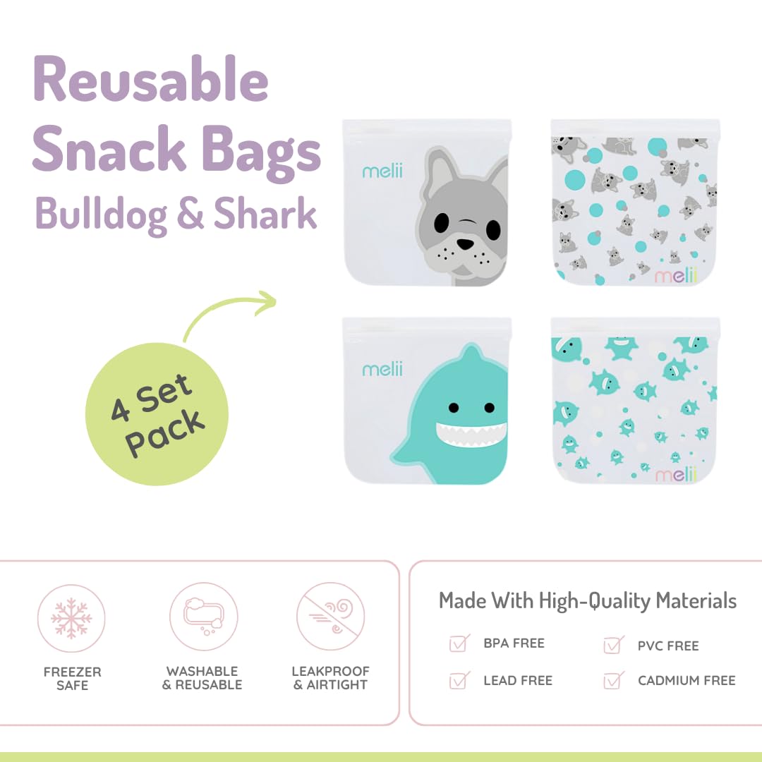 Pack de 4 bolsas para snacks reutilizables