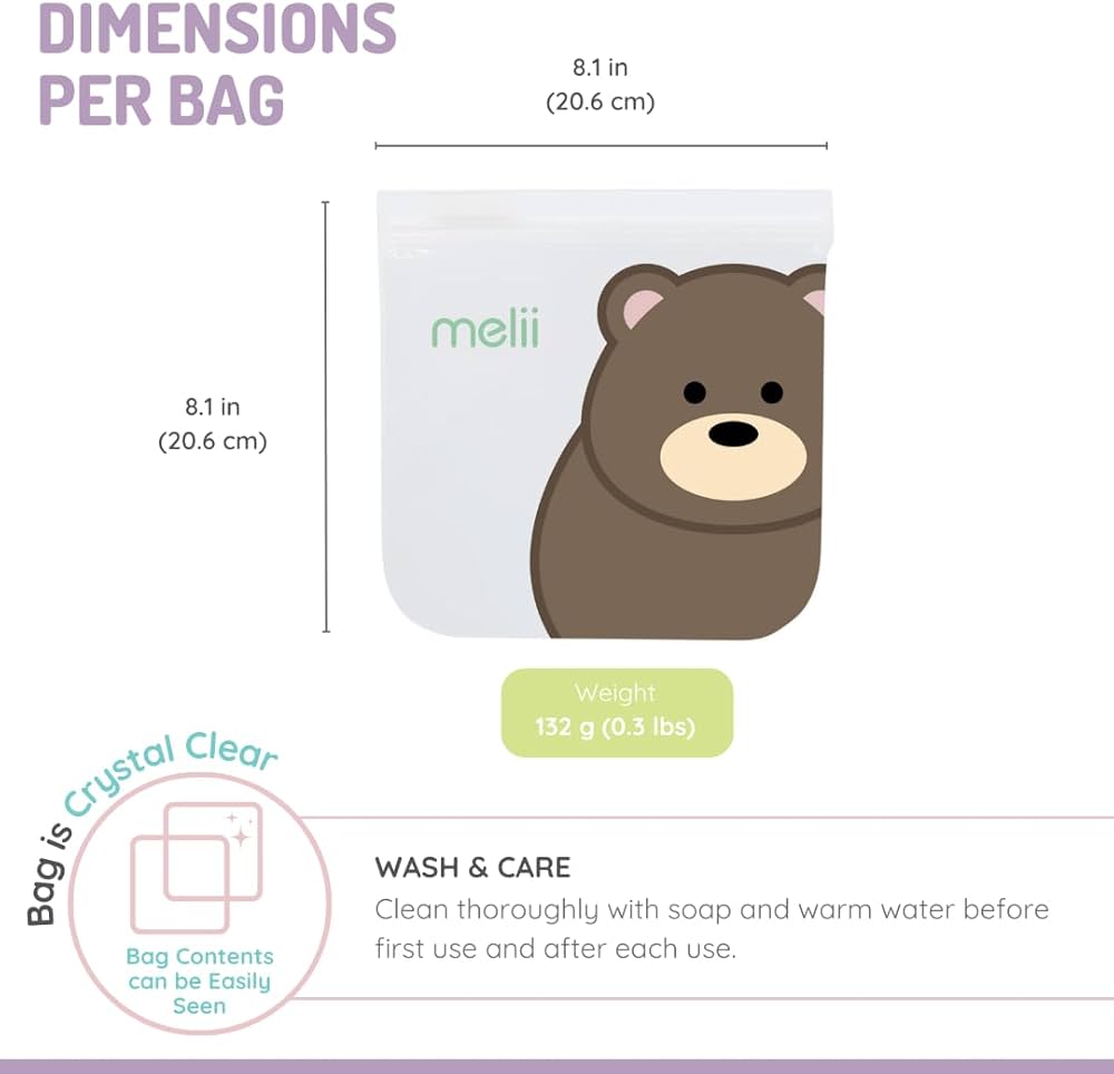 Pack de 4 bolsas para snacks reutilizables