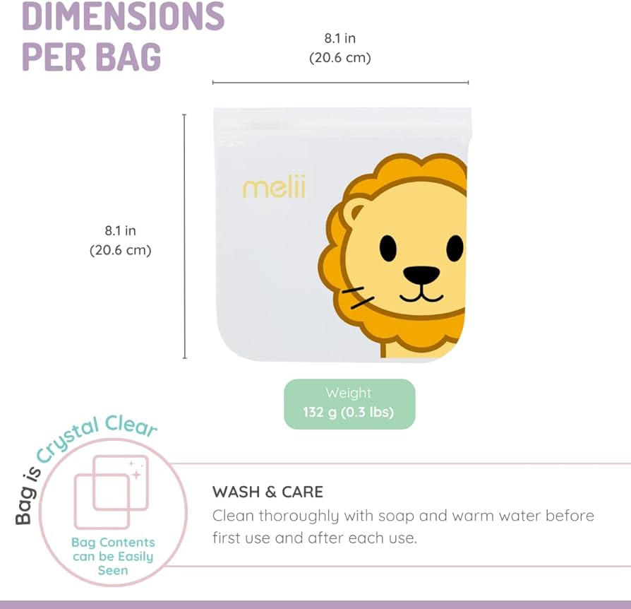 Pack de 4 bolsas para snacks reutilizables