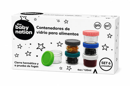 Pack de 6 contenedores de vidrio