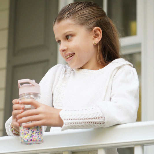 Botella de agua de doble pared con bombilla - Rosado