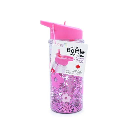 Botella de agua de doble pared con bombilla - Flores