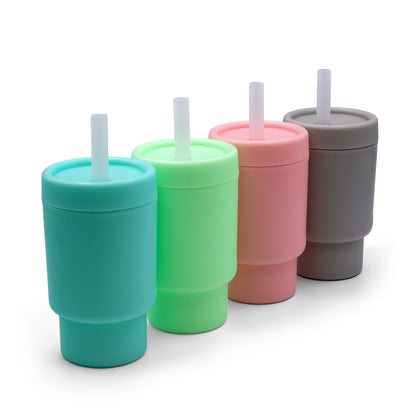 Vaso de plástico con bombilla - Rosado