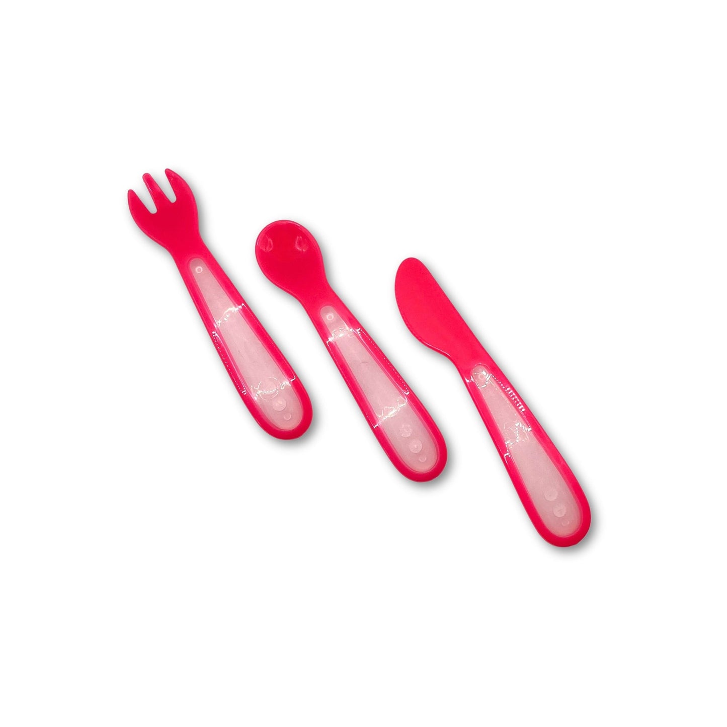 Primer Set de Cubiertos de Plástico Rosado