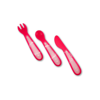 Primer Set de Cubiertos de Plástico Rosado
