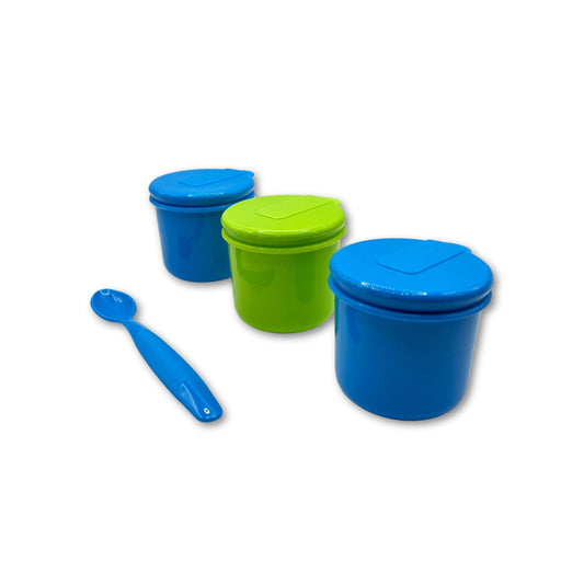 Pack de 3 Pocillos con Cuchara Azul