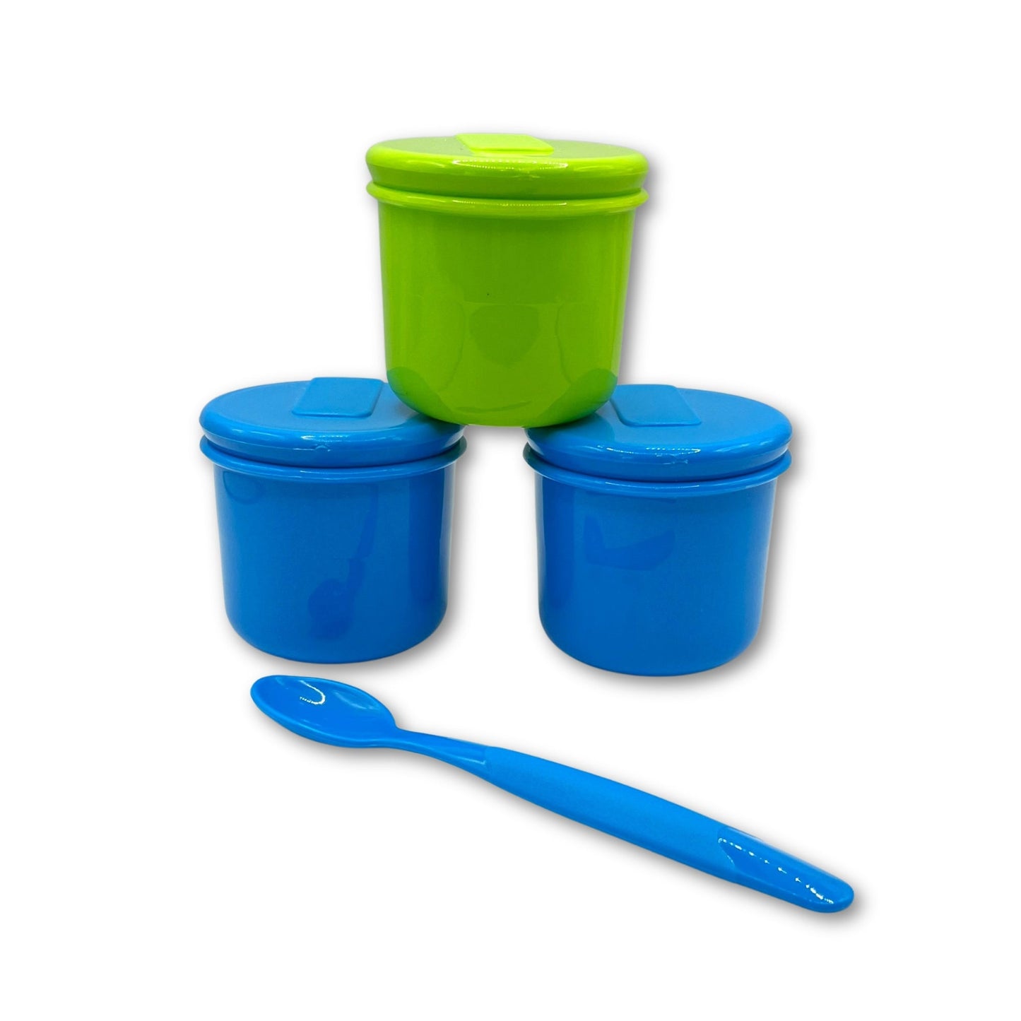 Pack de 3 Pocillos con Cuchara Azul