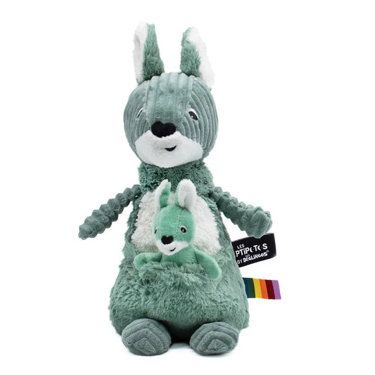 Peluche Canguro Allezou Mamá y Bebé - Verde