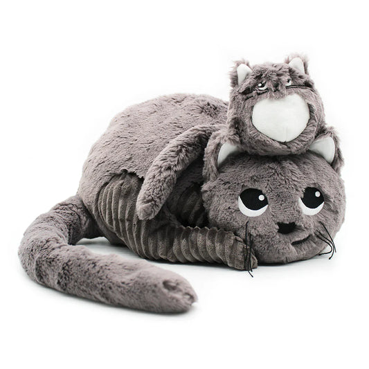 Peluche Gato Miaou Mamá y Bebé - Gris