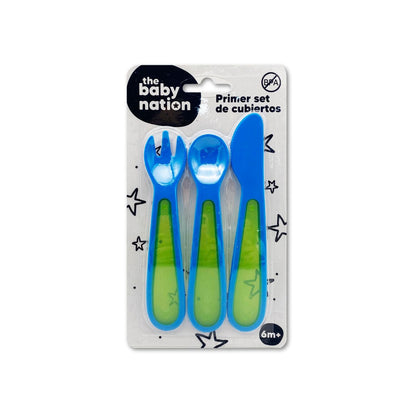 Primer Set de Cubiertos de Plástico Azul