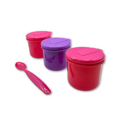 Pack de 3 Pocillos con Cuchara Rosada