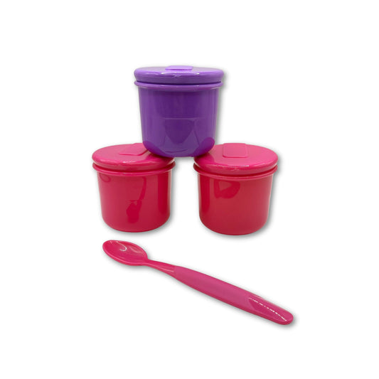 Pack de 3 Pocillos con Cuchara Rosada