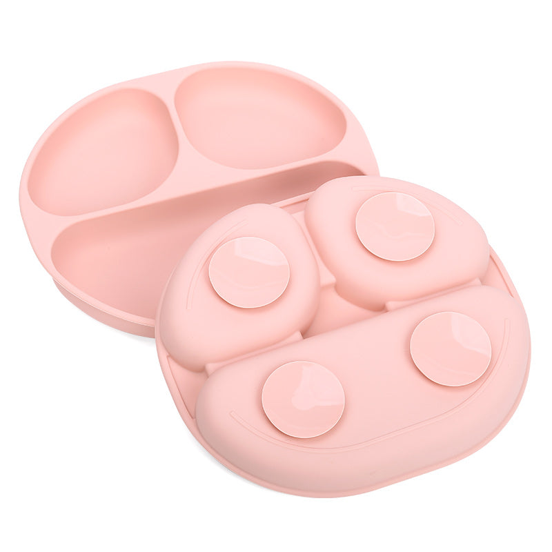 Plato de Silicona con Succión y Divisiones Rosado
