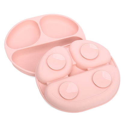 Plato de Silicona con Succión y Divisiones Rosado