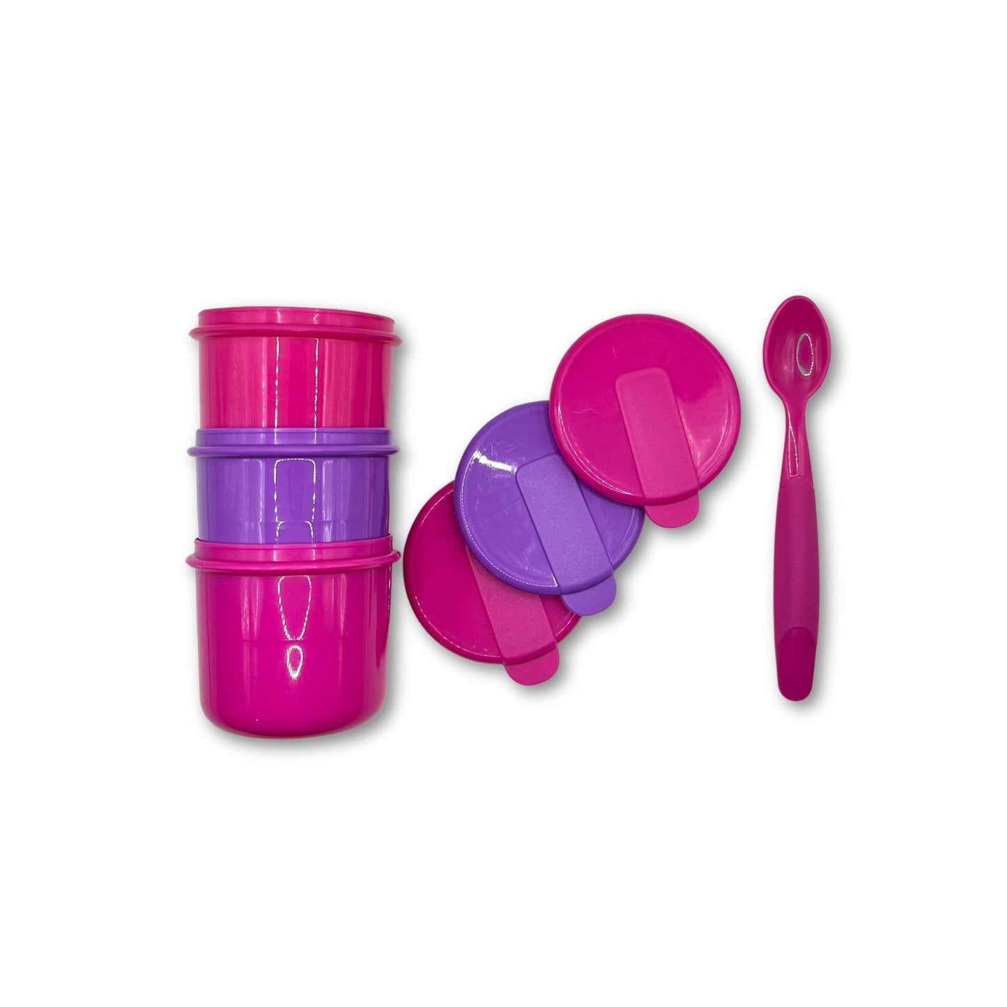 Pack de 3 Pocillos con Cuchara Rosada