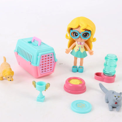 Set de juego muñeca con mascota y accesorios