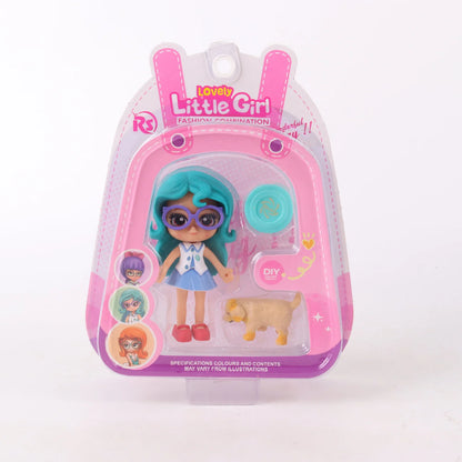 Muñeca miniatura con mascota coleccionable Lovely Little Girl