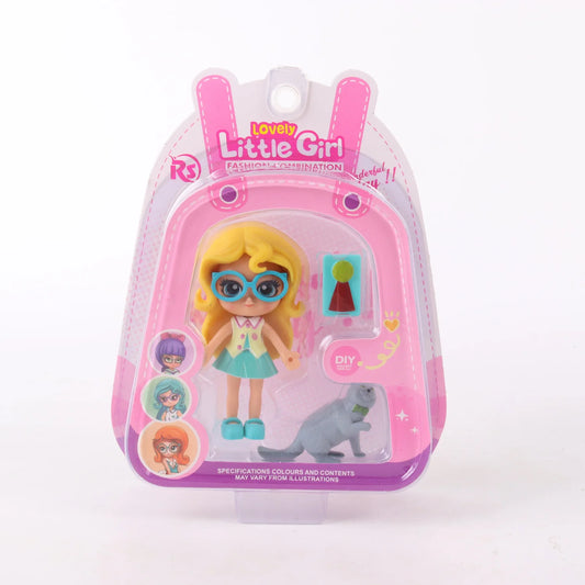 Muñeca miniatura con mascota coleccionable Amarillo