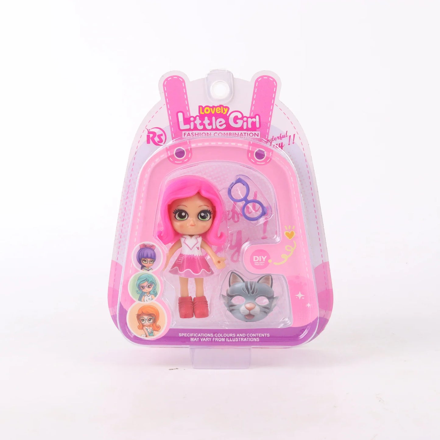 Muñeca miniatura con máscara coleccionable Lovely Little Girl