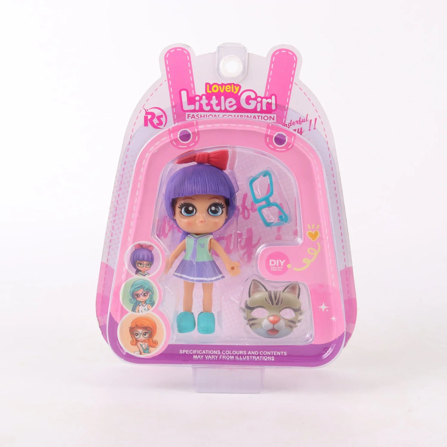 Muñeca miniatura con máscara coleccionable Lovely Little Girl