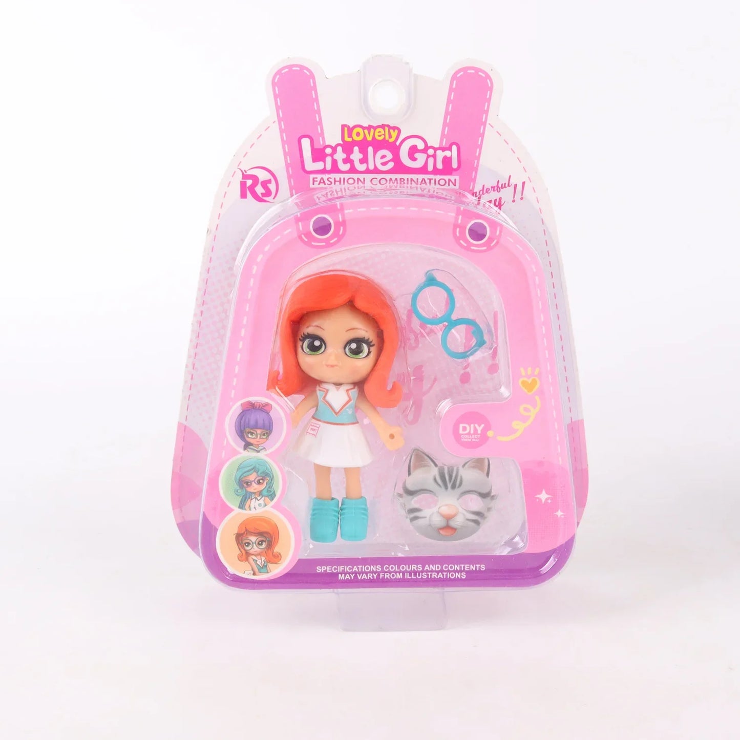 Muñeca miniatura con máscara coleccionable Naranjo