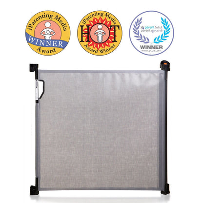 Puerta de seguridad retráctil gris