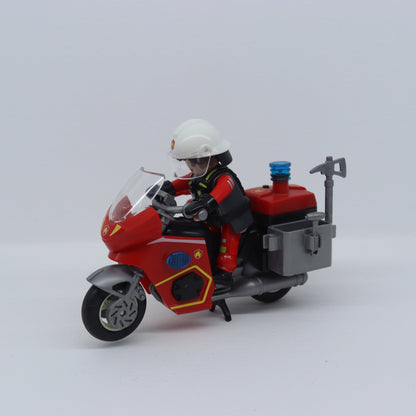 Set Motocicleta + Figura Coleccionable Bomberos