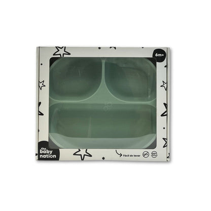 Plato de Silicona con Succión y Divisiones Azul