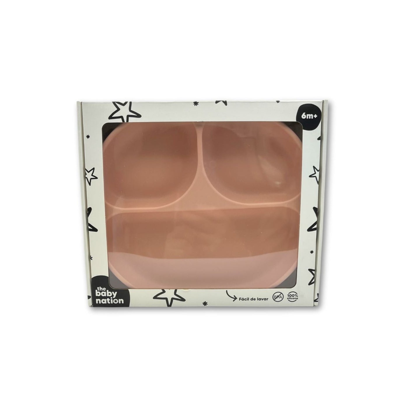 Plato de Silicona con Succión y Divisiones Rosado